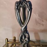 Art Nouveau hallmarked pewter lamp with very fine tulip, 1m of powered wire, 35x15