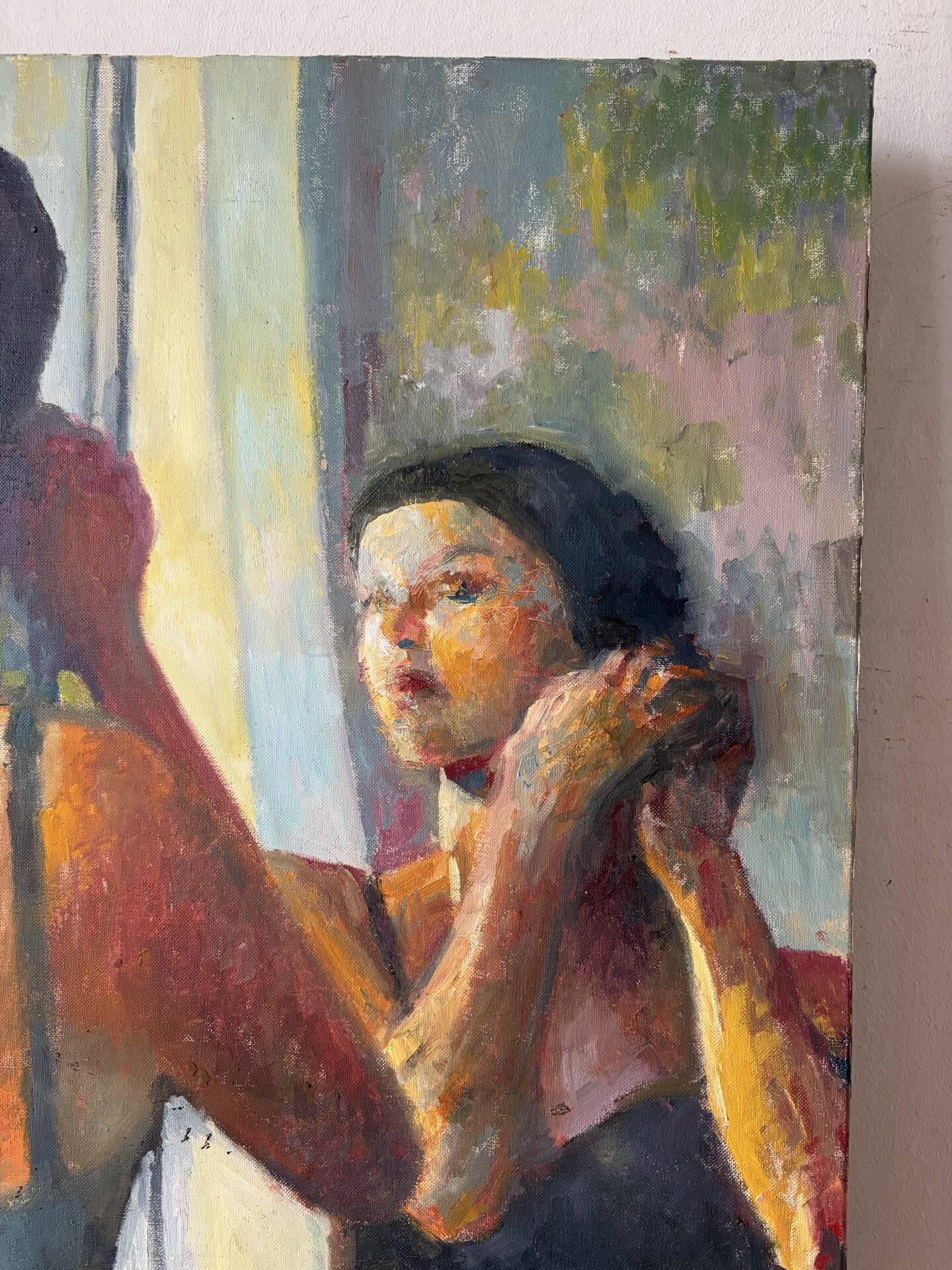 "The earring" oil on canvas signed Patrice Landauer