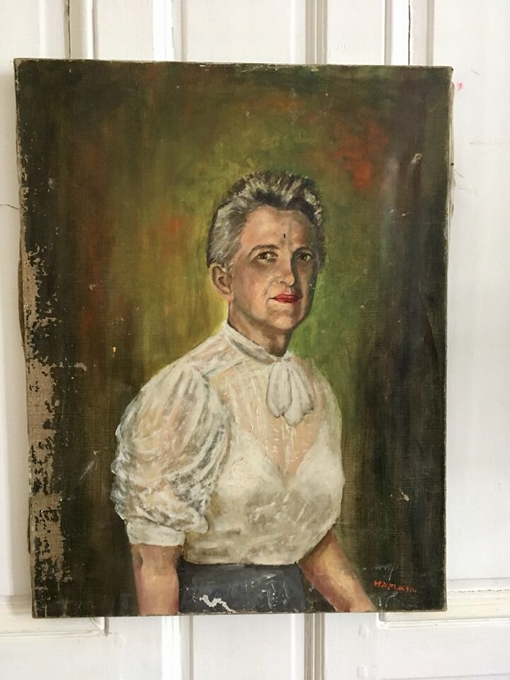 Portrait in oil on canvas XIX th