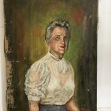 Portrait in oil on canvas XIX th