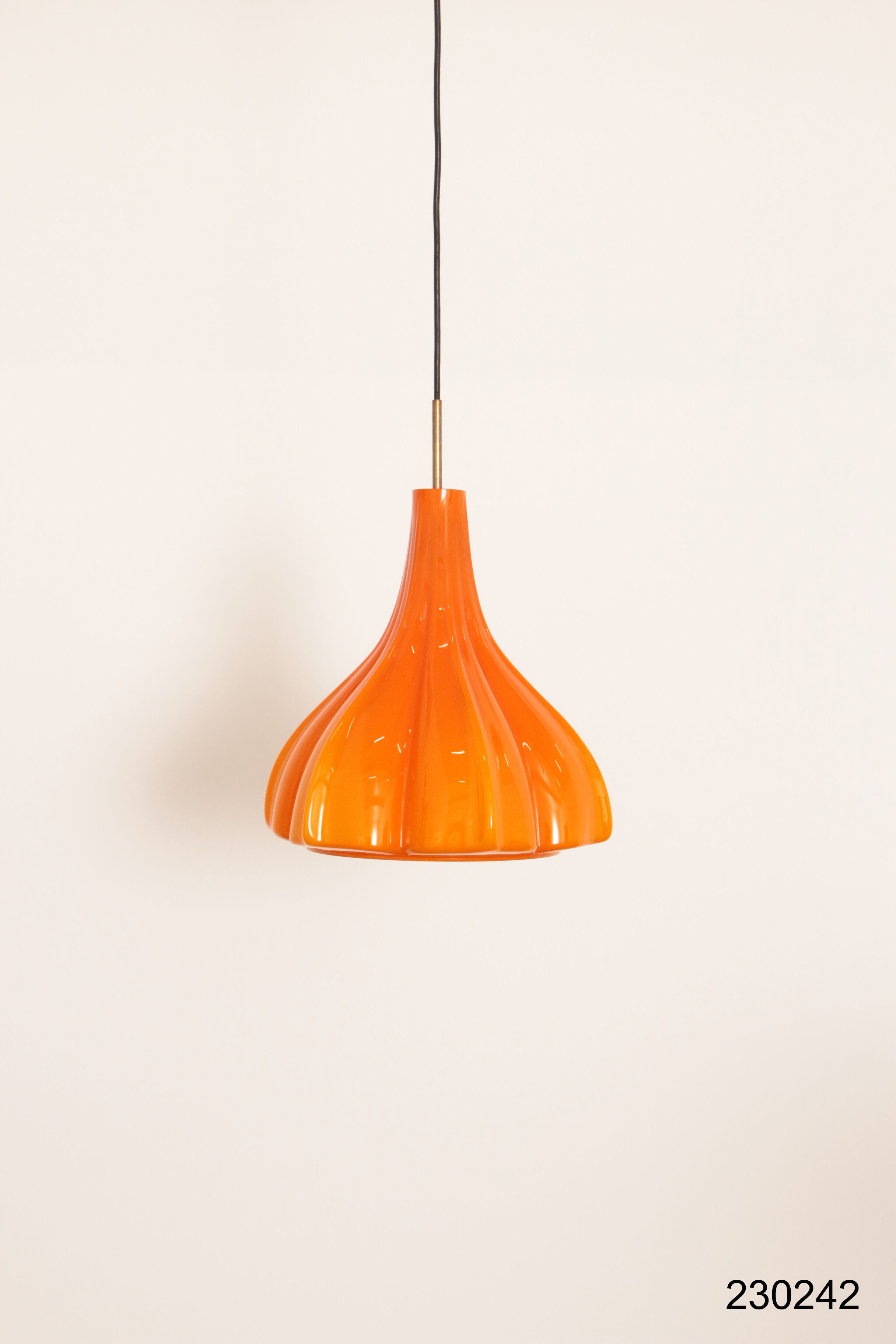 Vintage Orange Glass Pendant Lamp By Peill And Putzler 1960