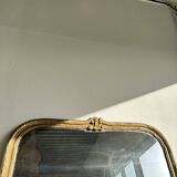 Large gilded mirror 19th century rounded corners mercury glass Louis XVI style