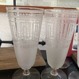 Lot de 4 verres anciens gravés Art Déco