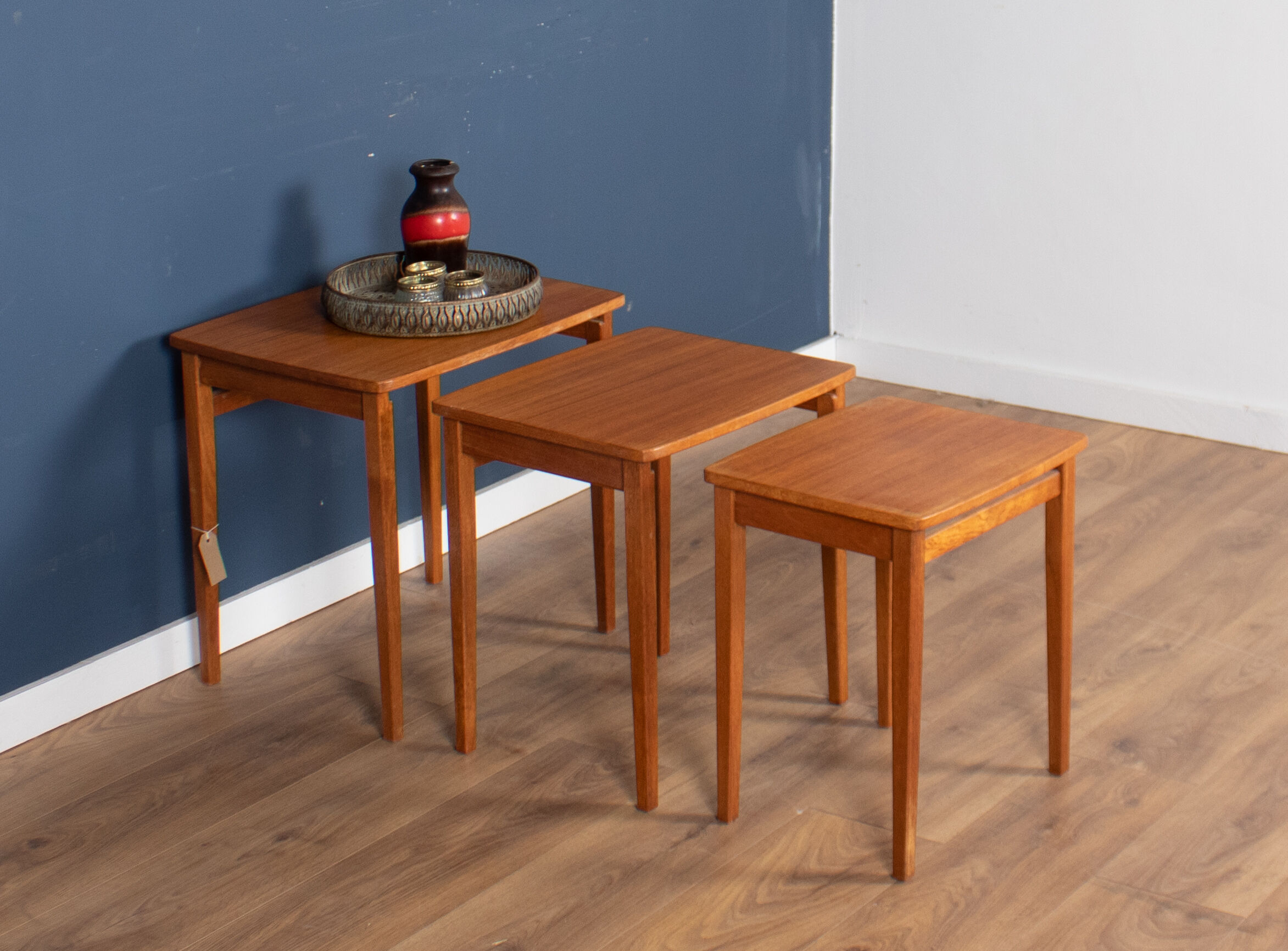 Retro teak 1960s mid century nest of 3 side coffee tables