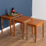 Retro teak 1960s mid century nest of 3 side coffee tables