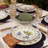 Set of 4 hand-painted ceramic dinner plates