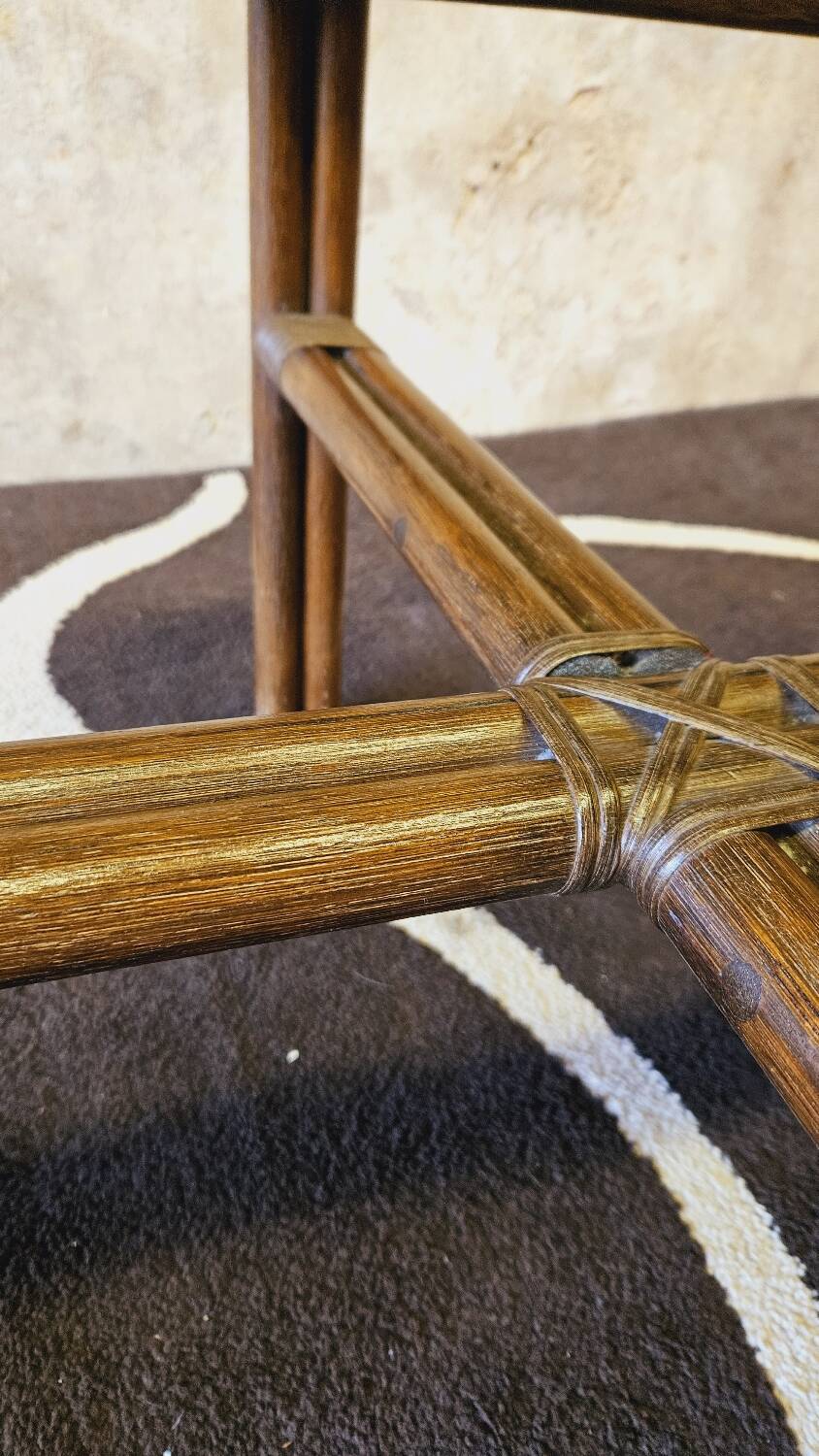 Bamboo and smoked glass coffee table 1970