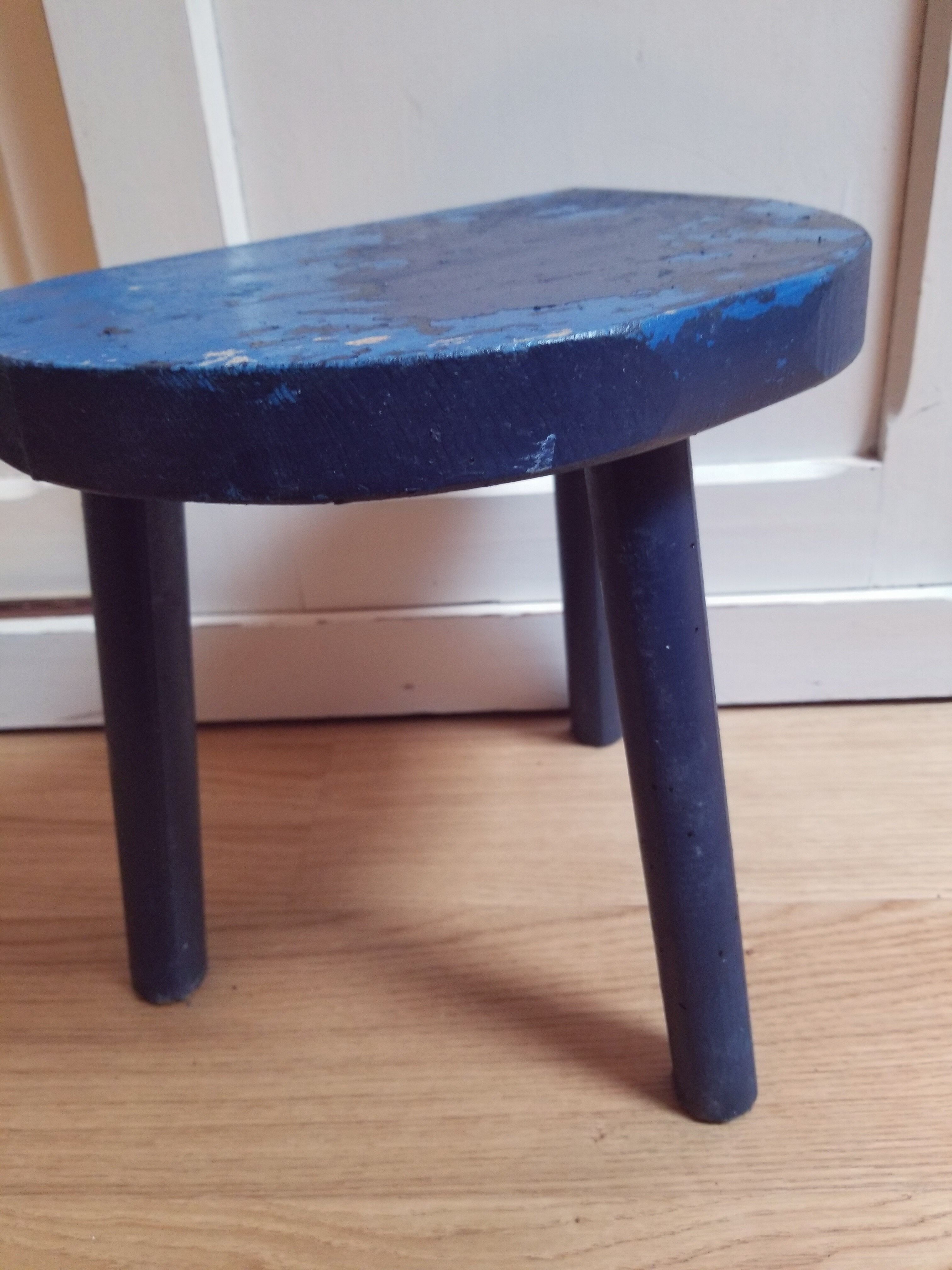 Blue milking stools