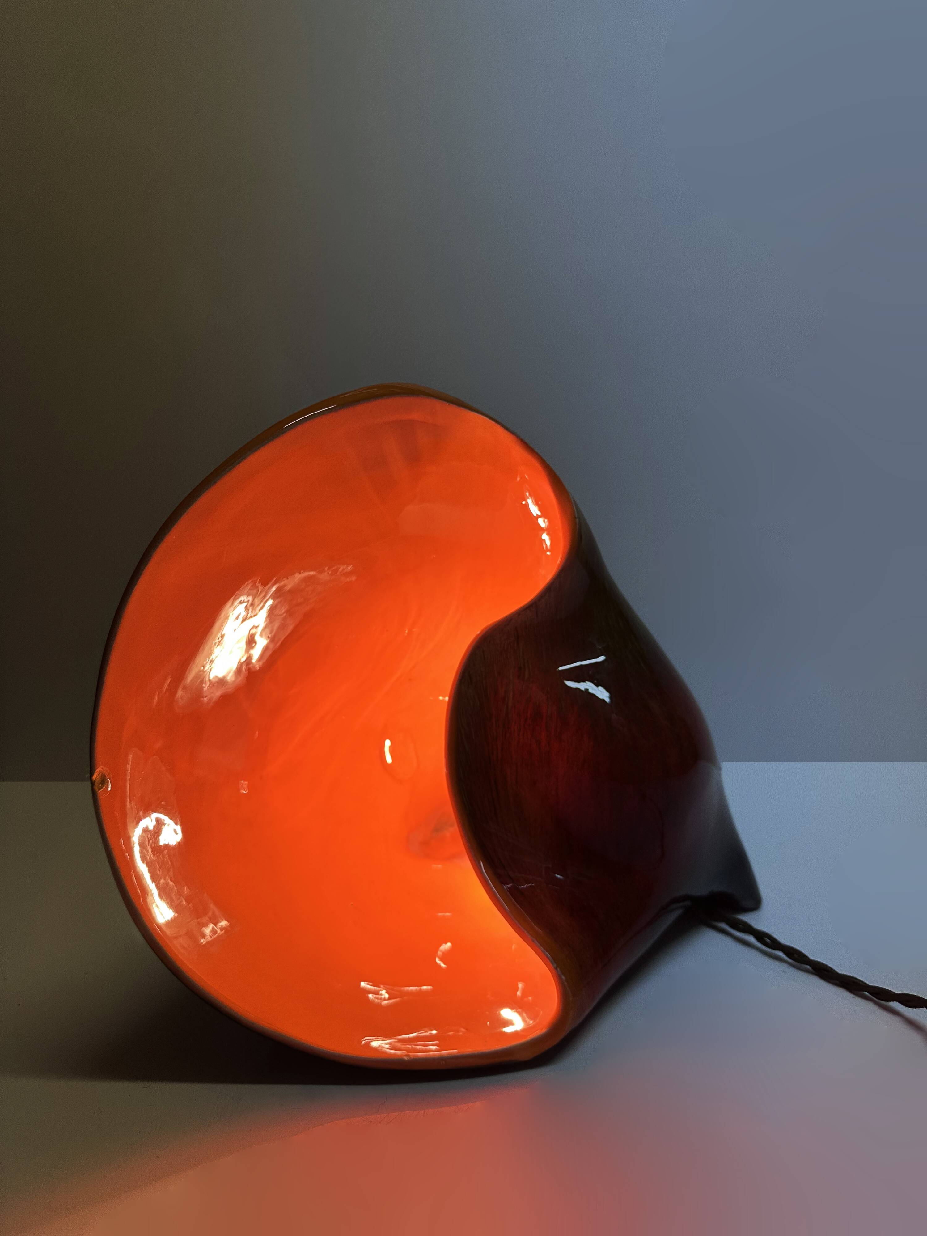 Shell lamp Vallauris in ceramic. France, 1970s.