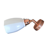 Original articulated wall lamp in white opaline and copper support
