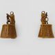 Pair of rattan and cane lantern wall lights. 1950s-60s