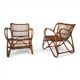 French Pair Vintage Rattan Bamboo Lounge Chairs, 1960