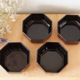4 octagonal black Arcoroc cups