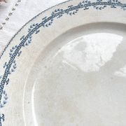 Vintage round ironstone dish, Gien Austerlitz model, made in France