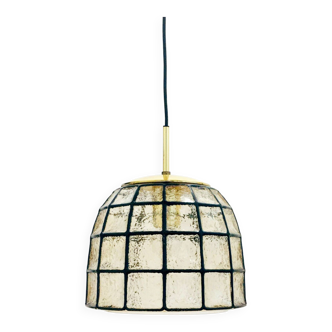 Mid-century glass & brass ceiling light/pendant from limburg, germany, 1960s