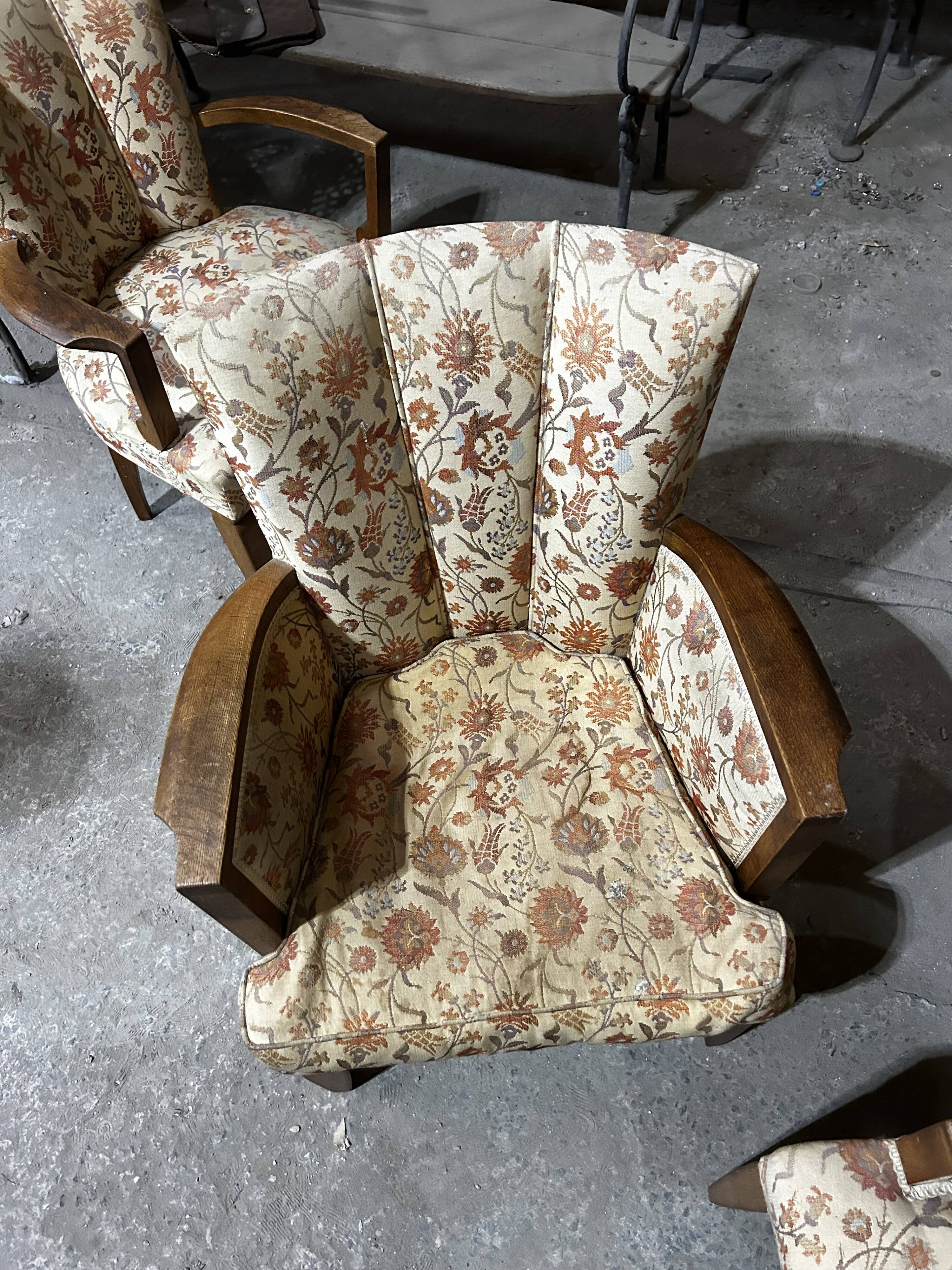 3 Art Deco armchairs, 1940