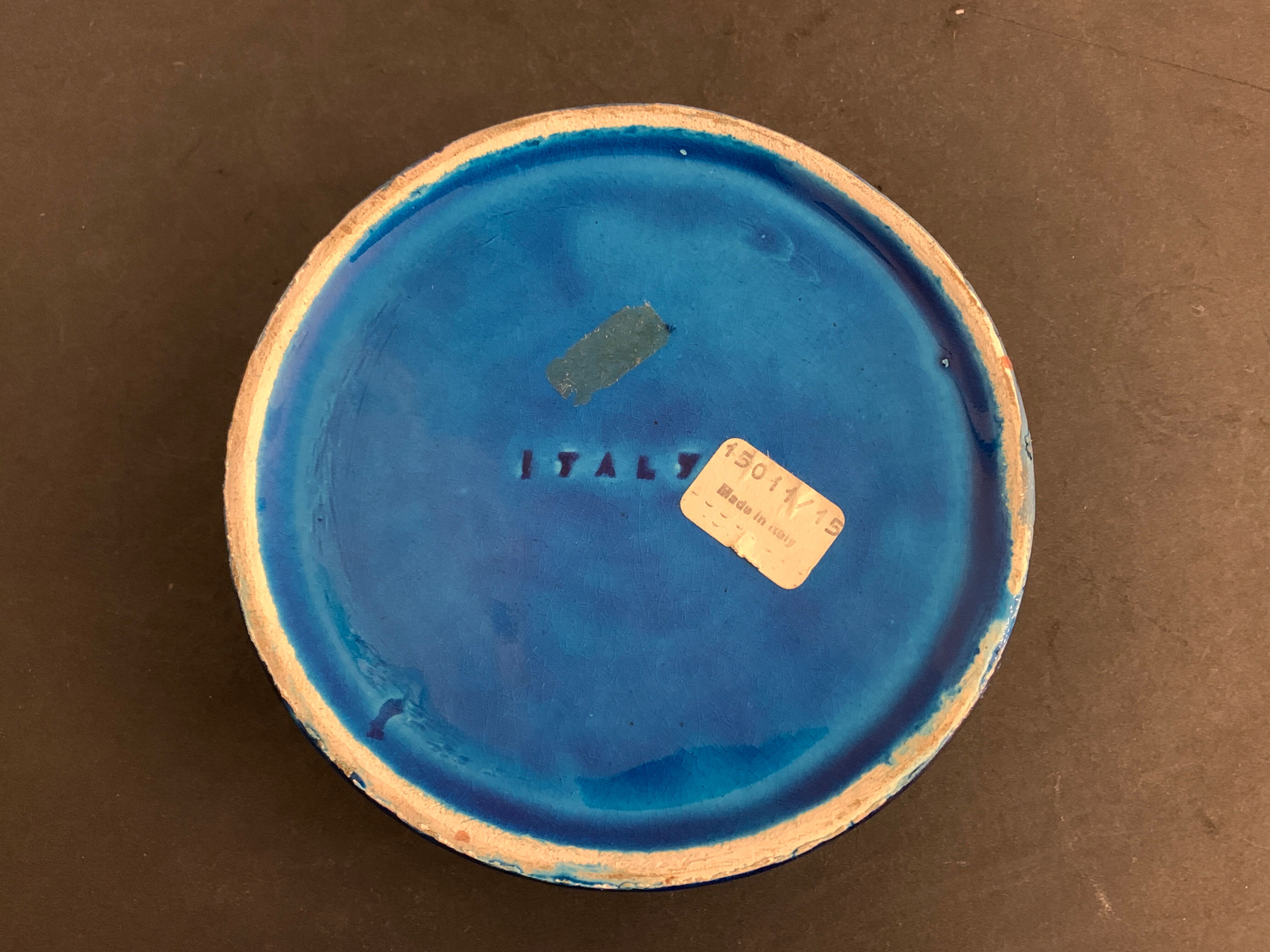 Italian blue ceramic ashtray, design Aldo Londi for Bitossi, 1960