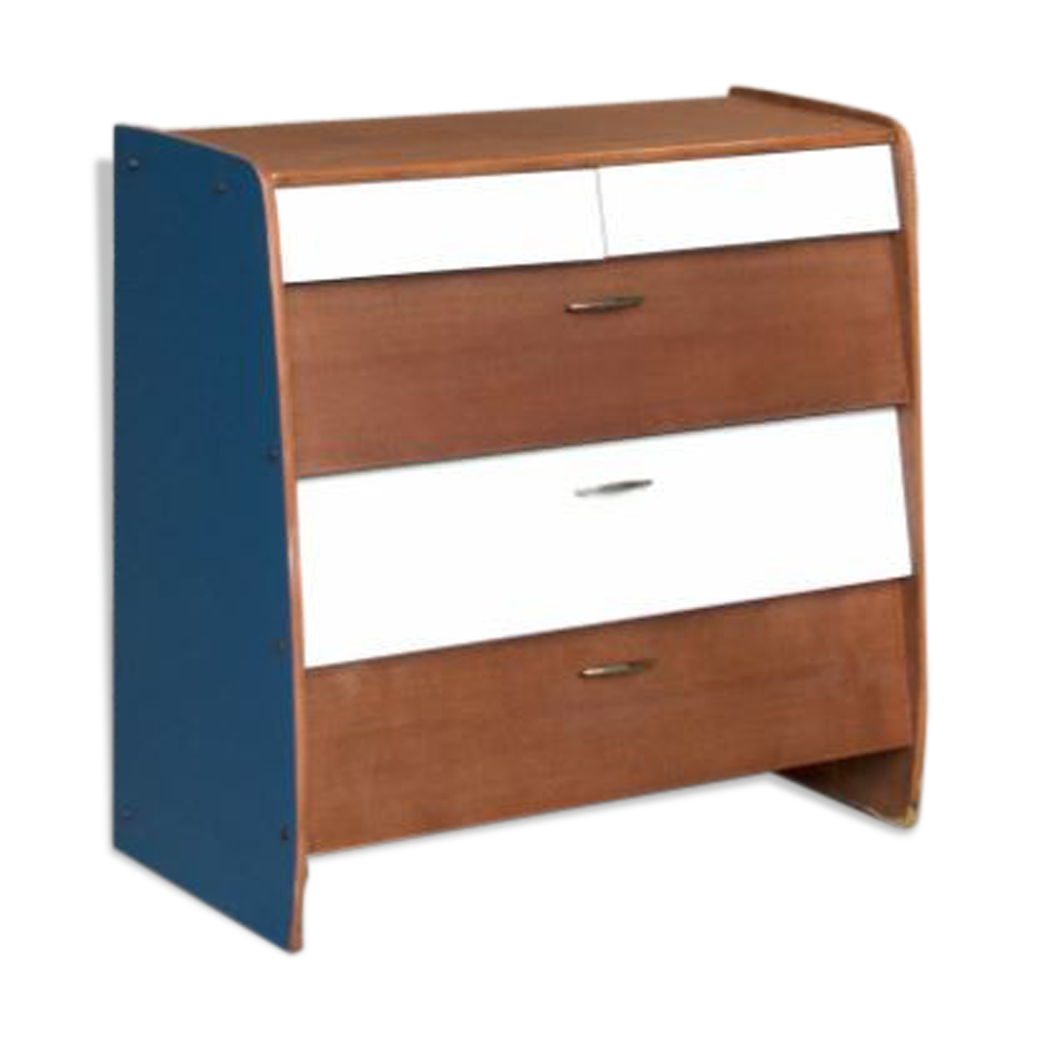 Furniture shoes, teak revamps white blue