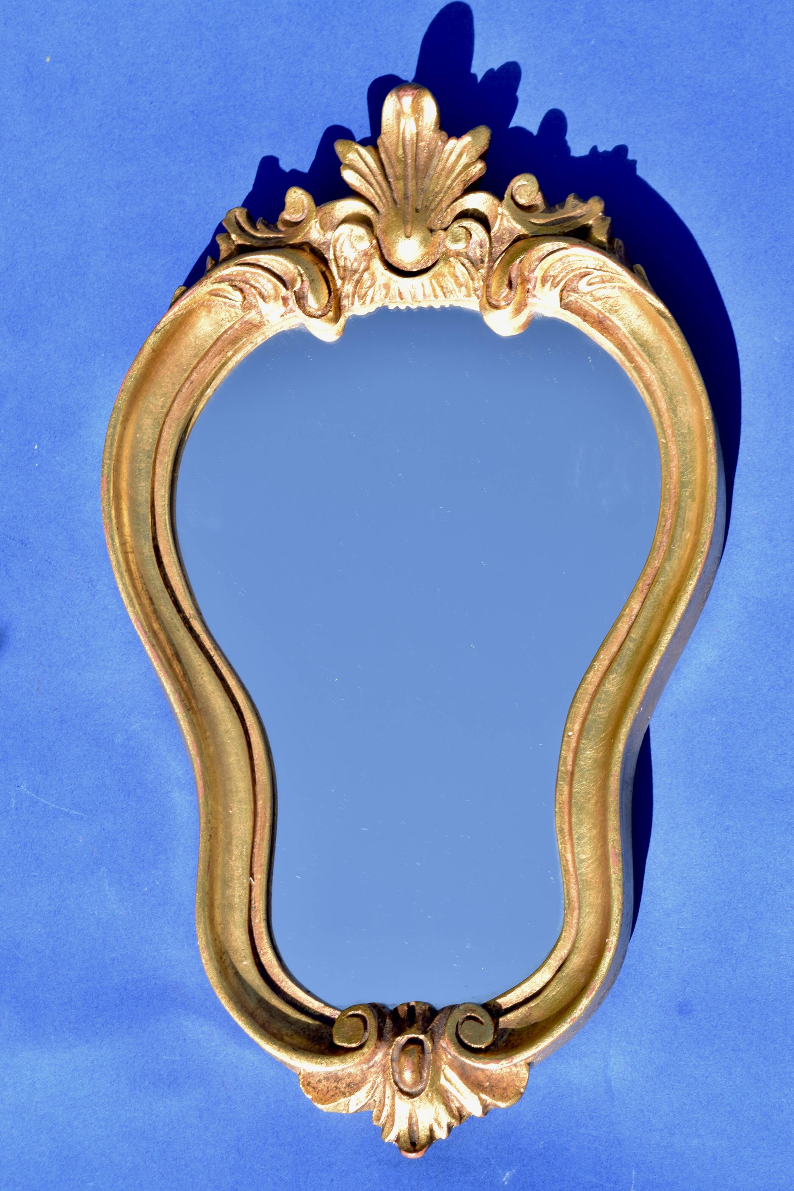 Small wall mirror in gilded painted wood - baroque mirror - 1960s