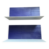 Pair of contemporary shelves in aluminum and stained wood