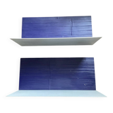 Pair of contemporary shelves in aluminum and stained wood