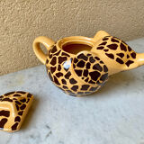 Teapot elephant glazed ceramic collector Giraffe 70s-80s