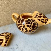 Teapot elephant glazed ceramic collector Giraffe 70s-80s