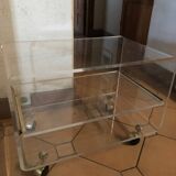 End table with plexi wheels