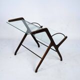 Ico Parisi Magazine Rack in Wood, Brass and Glass. Italy, 1950s