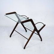 Ico Parisi Magazine Rack in Wood, Brass and Glass. Italy, 1950s