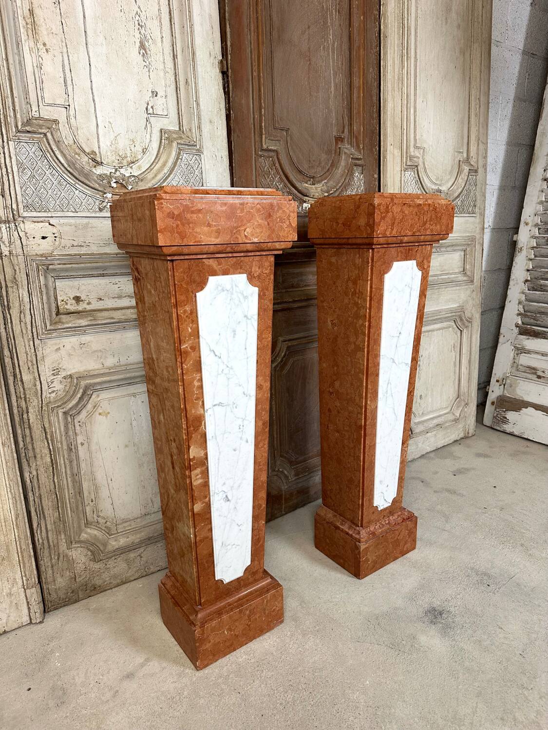 Pair of 20th century marble columns