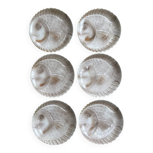 lot de 6 assiettes poissons
