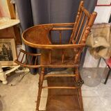 Antique early 20th century baby's top in beech with youpala abacus and tablet