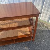 Console shelf in wood and wicker, colonial style.