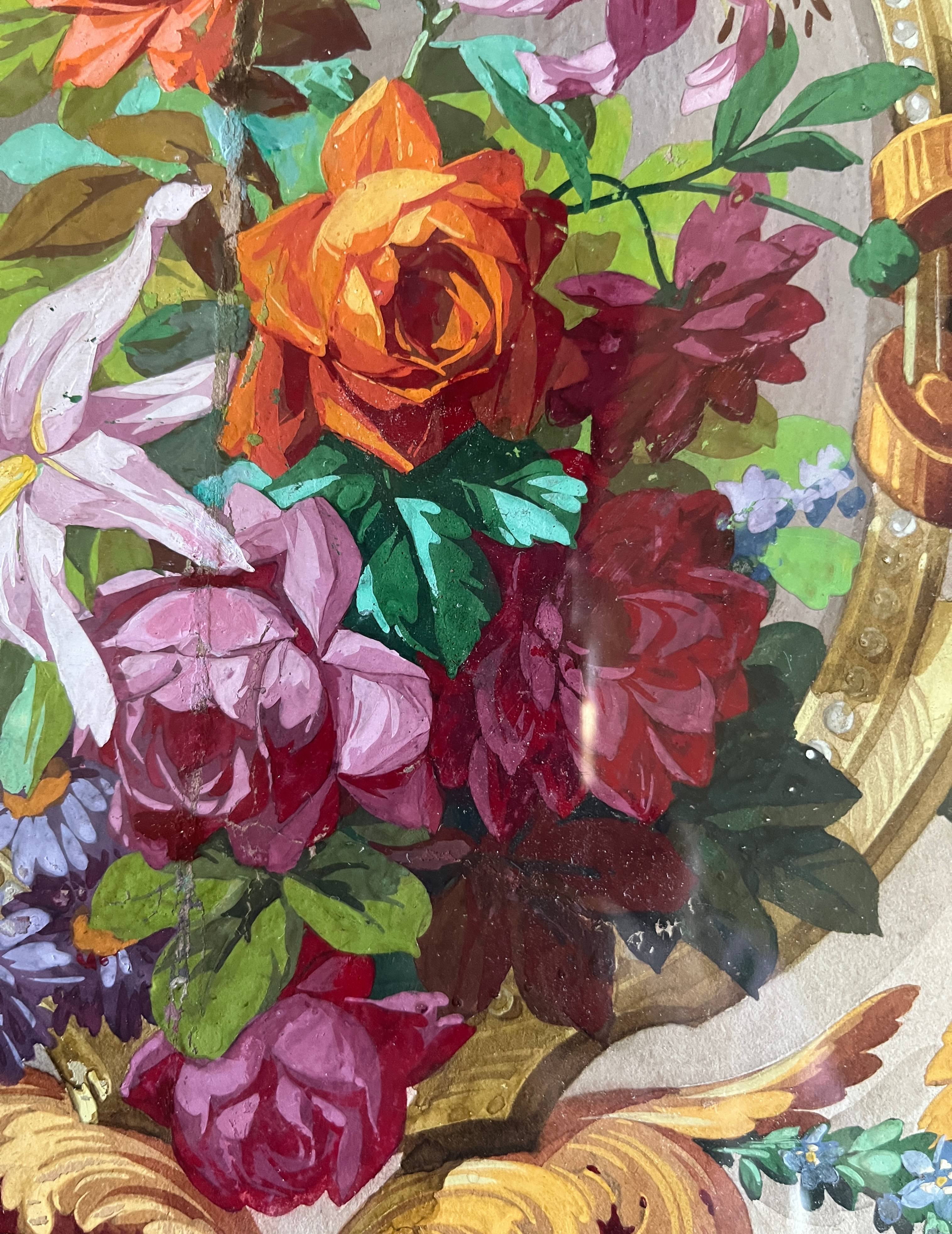 Tableau HSP "étude de fleurs - roses" Projet d'architecture Art Nouveau + c