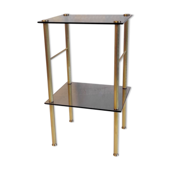 Table d’appoint en laiton doré et verre – années 60/70