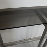 console table brushed steel design Paul Le Geard year 70