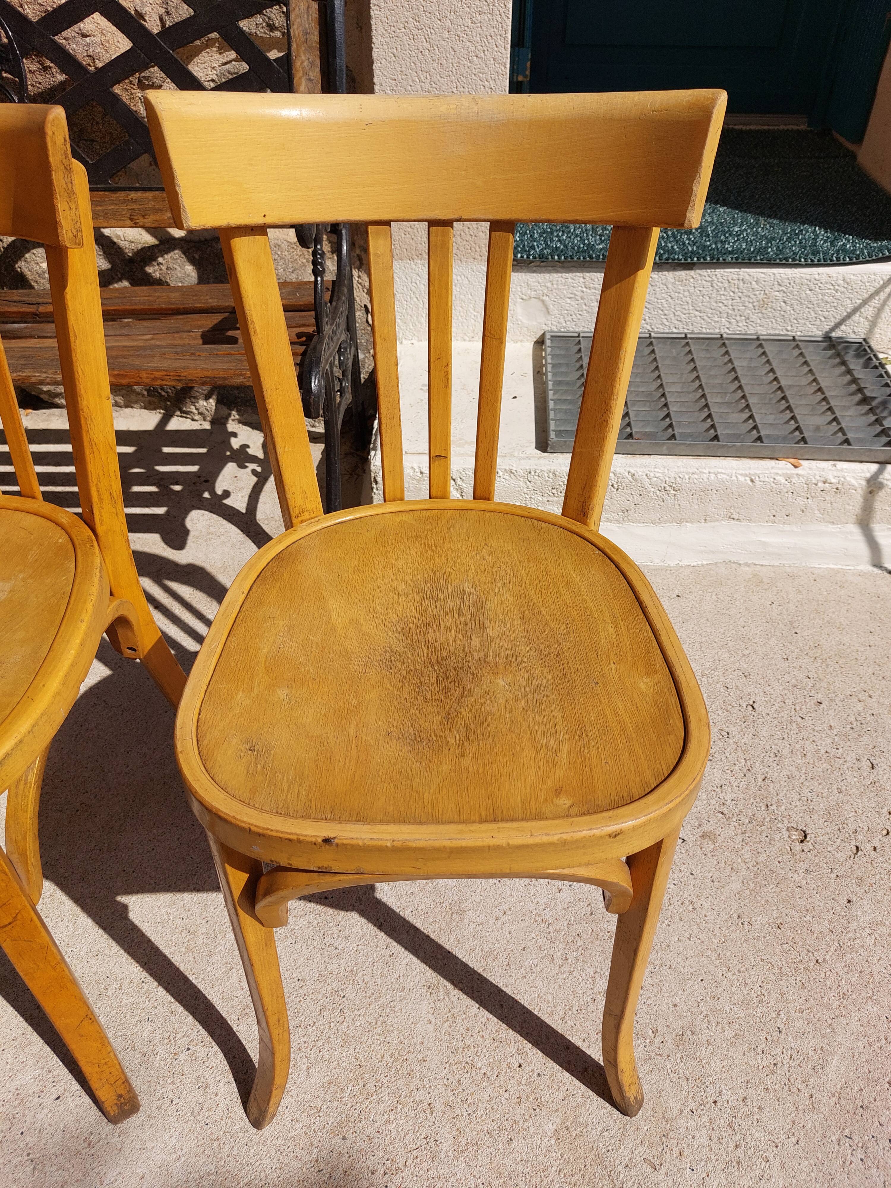 4 Baumann bistro chairs, different shades, vintage