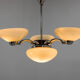 Art deco nickel and glass chandelier, 1930s