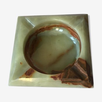 Ashtray square and beveled art deco Onyx green and Brown