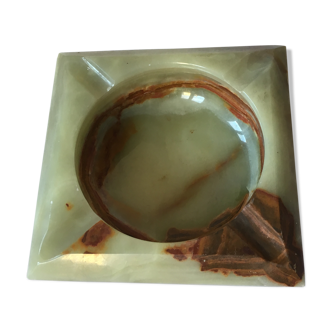 Ashtray square and beveled art deco Onyx green and Brown