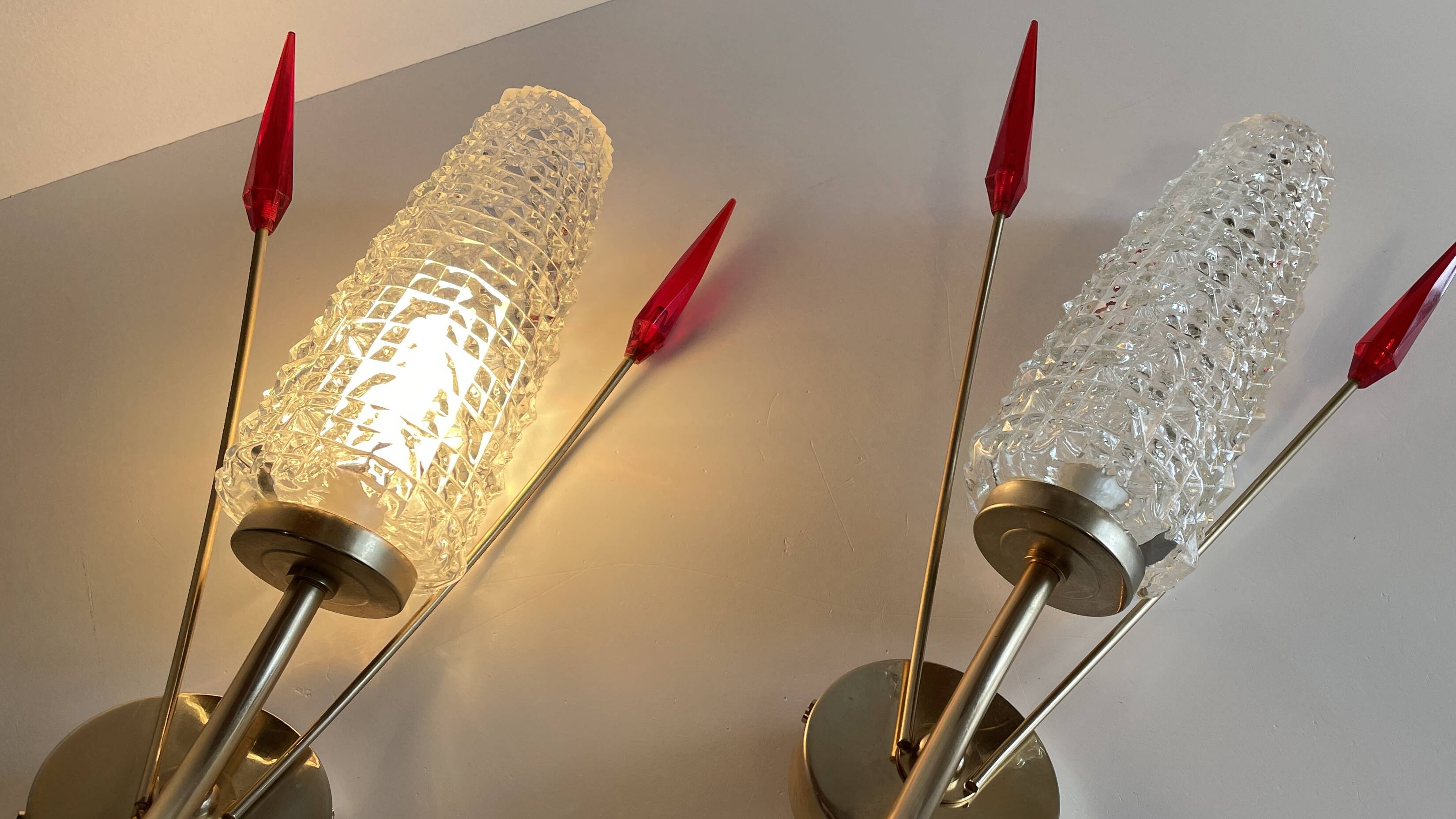 Pair of retro 60s wall lights