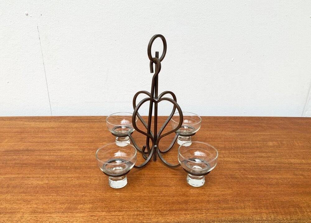 Bougeoir danois en métal et verre du milieu du siècle, années 1960