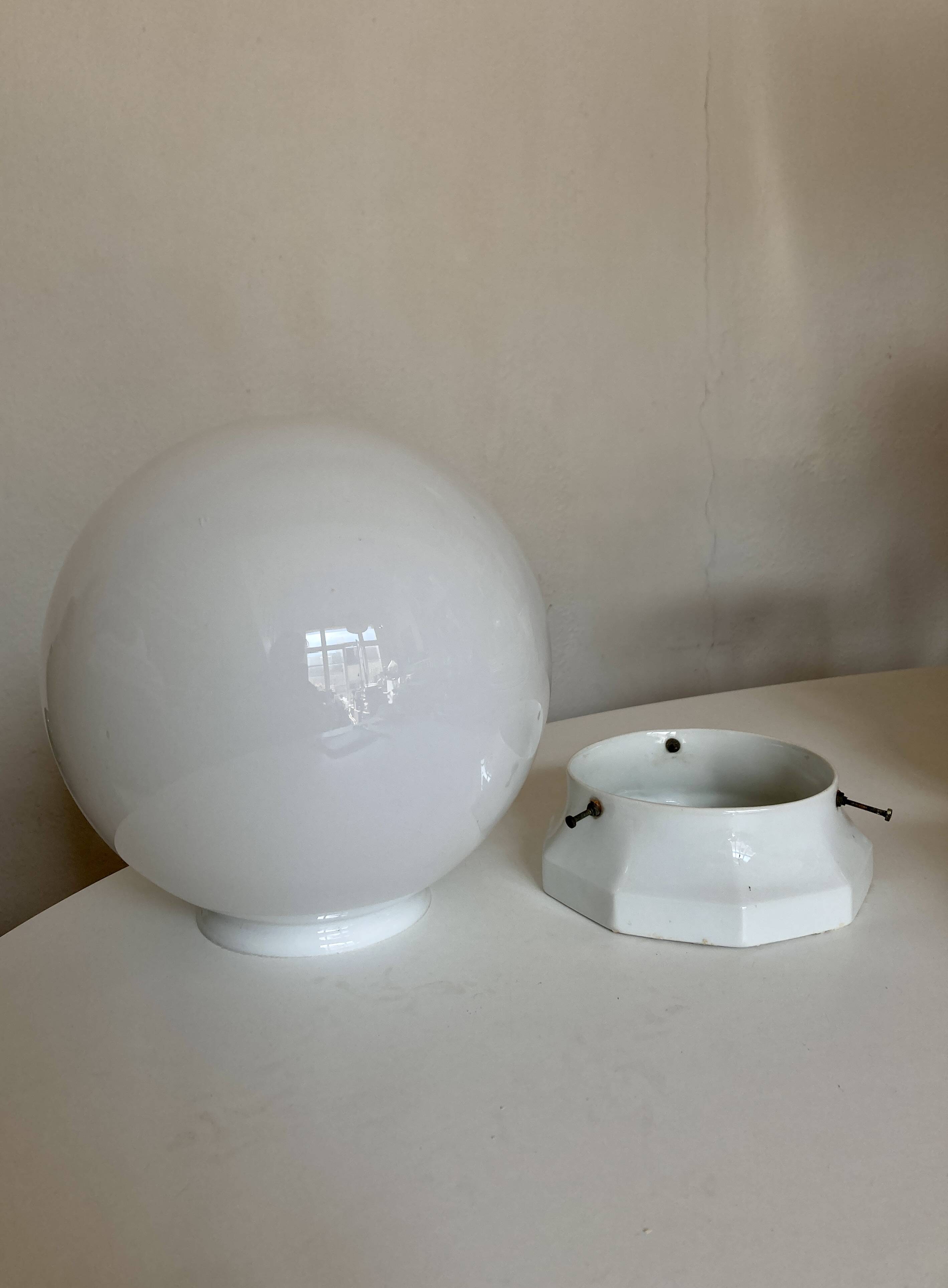 XL bathroom ceiling light from Palace, porcelain and opaline, 1950s