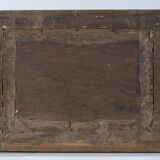 Peinture ancienne signée et datée, paysage animé, peinture à l’huile sur panneau de bois
