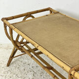 Table basse en rotin vintage 60's