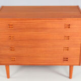 Danish teak low chest with four drawers, 1960s