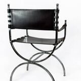 Maison Jansen, Pair of Savonarola armchairs, 1970