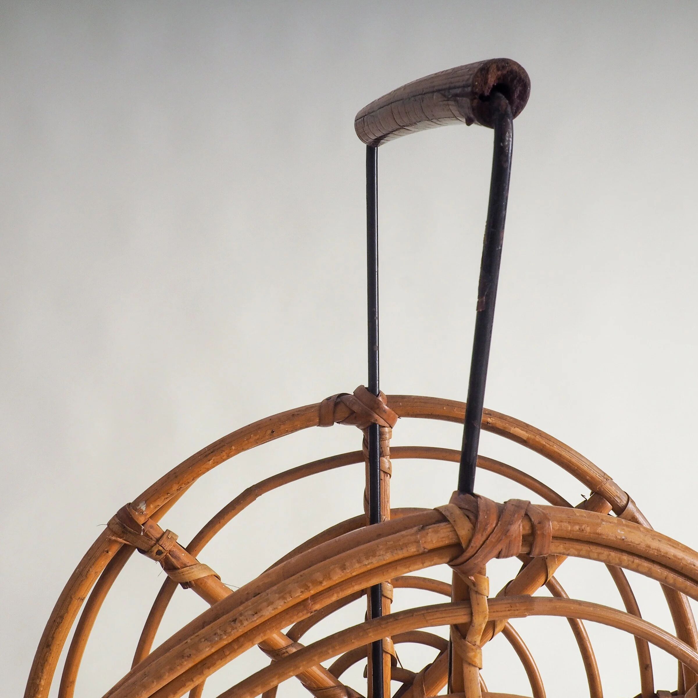 Mid-century round rattan magazine holder
