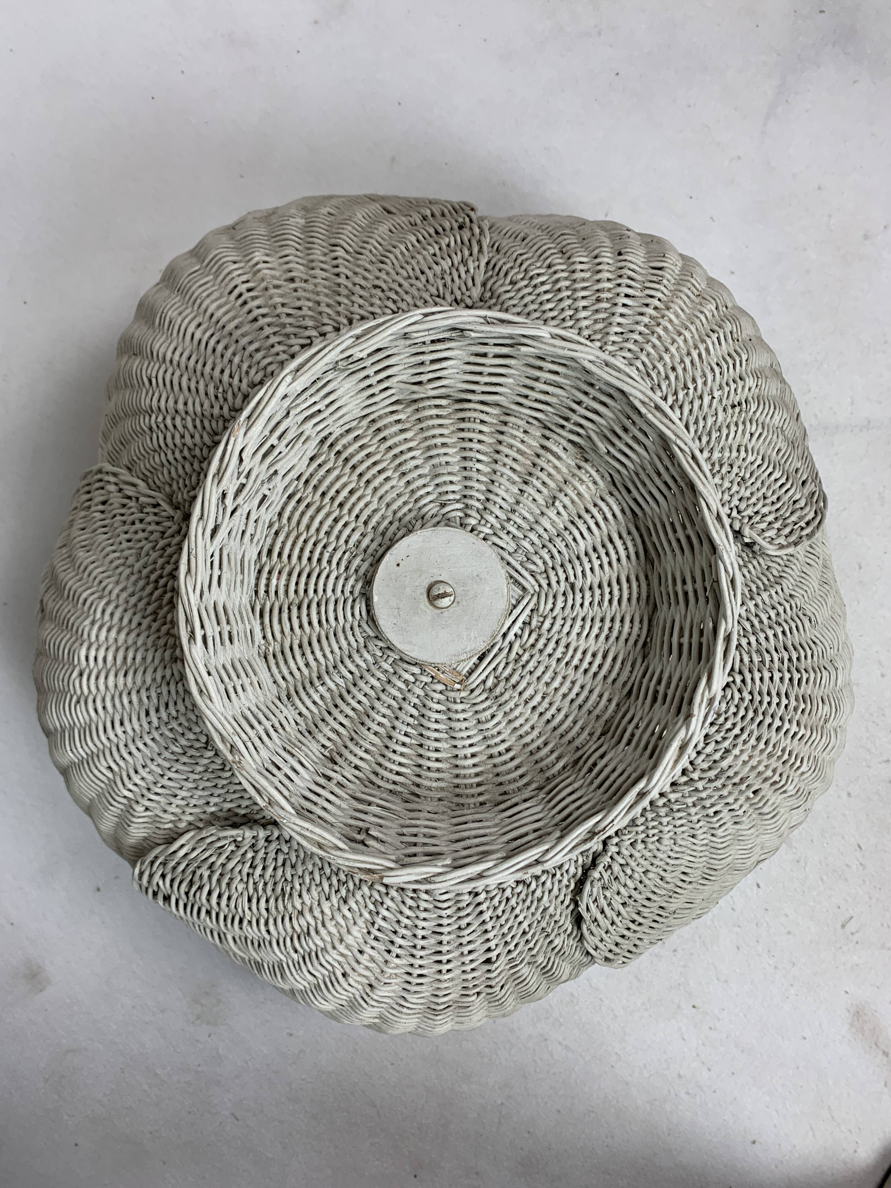 Mid-century French rattan wicker boho floor lamp, 1950s-1960s